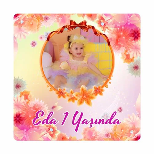 Çiçek Temalı Doğum Günü Magneti